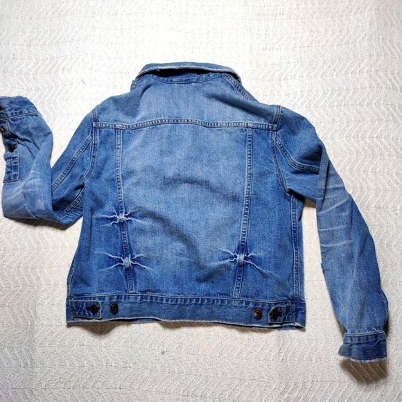Free people Double Breasted Denim Distressed Jacket Size Small Blue Light Wash - Picture 2 of 14